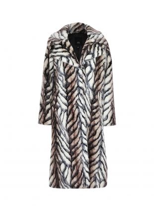 River Island - Long Line Faux Fur Zebra Print Coat