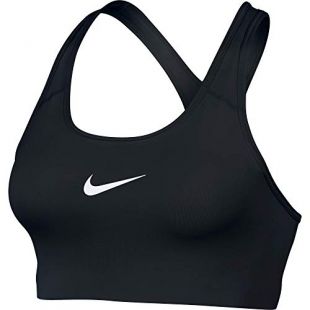 Women's Nike Swoosh Sports Bra, Sports Bra for Women with Compression & Medium Support, Black/White, XS