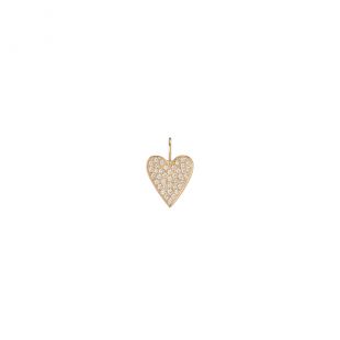 medium heart with pave white diamonds charm