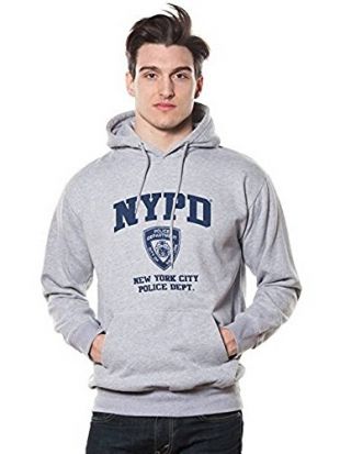 NYPD Adult Oxford Grey Pullover Hoodie with Navy Print