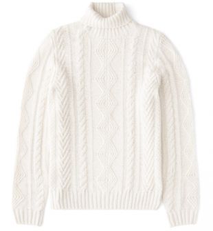 Hackett Cable Roll Neck Sweater Beige buy and offers on Dressinn