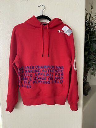 Champion Men's Red Super Fleece Behind The Label Hoodie Sweatshirt, Size S   | eBay