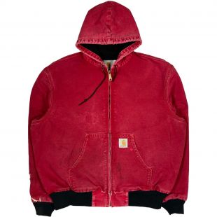 Vintage Red Hooded Work Jacket