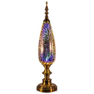 Decorative Turkish Arabian Table Lamp with Handmade 3D Effect Glass and Bronze Base for Bedroom, Bedside, Living Room, Office