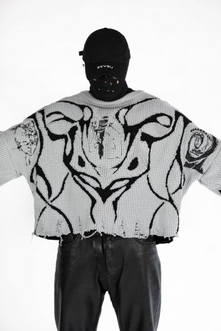 BRUTALISM EMBROIDERED KNIT CREWNECK GREY