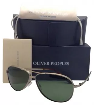 Oliver Peoples Copter Ov 1120-st 5039/P1 Ag Gold W/ Green Polarized 5039/P1 W/ Sunglasses