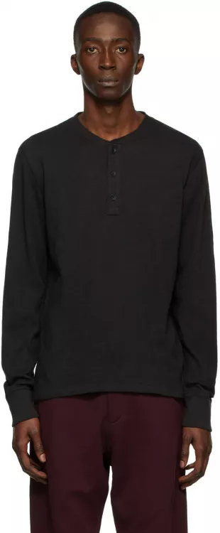 Rag & Bone - Black Classic Long Sleeve Henley