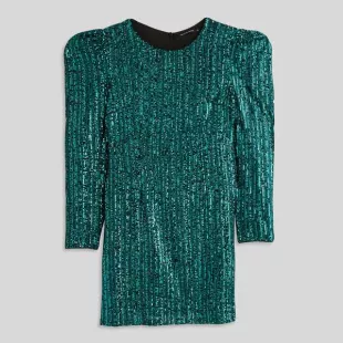 Robe courte à sequins vert