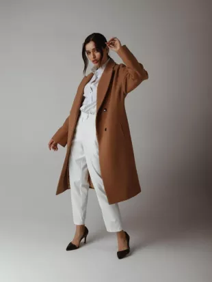 Long Woolen brown camel coat