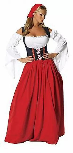 Roma Swiss Miss Beer Maiden Oktoberfest Red Long Dress w/ Cincher Costume 1450  | eBay