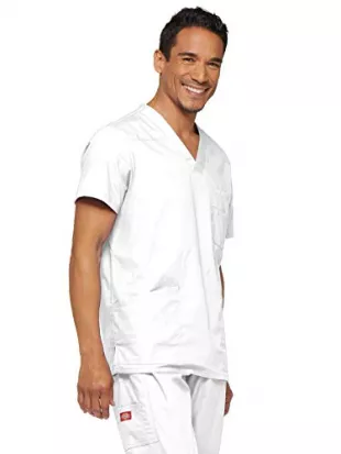 EDS Signature V-Neck Scrub Top White Small