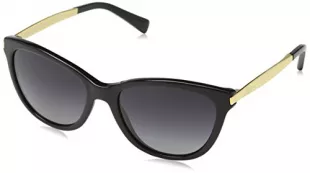 Ralph by Ralph Lauren Women's RA5201 Cat Eye Sunglasses, Shiny Black/Polarized Gradient Light Grey, 54 mm