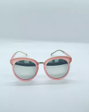 Grandes lunettes de soleil rondes Catty Pink Mirror