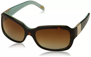 Ralph by Ralph Lauren Women's RA5049 Square Sunglasses, Shiny Havana On Aquamarine/Polarized Gradient Brown, 54 mm