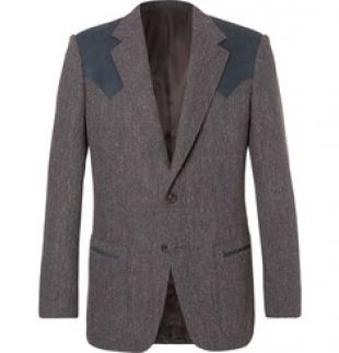 Kingsman Jack's Statesman Grey Alcantara Trimmed Donegal Wool Blazer