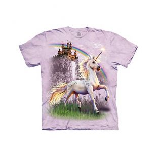 The Mountain Unisexe Adulte Chateau Et Licorne T Shirt, Lilas, Small