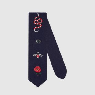 Gucci Embroidered wool tie
