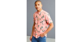 UO Pineapple Toss Short Sleeve Button Down Shirt by Urban Outfitters