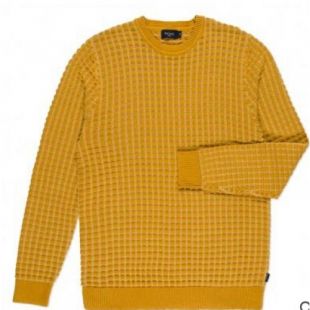 Paul Smith Knitwear Mustard Square Tuck Stitch Cotton Sweater JMFJ 008P 662 Y