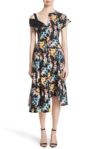 Jason Wu Floral Print Asymmetrical Cotton Dress | Nordstrom