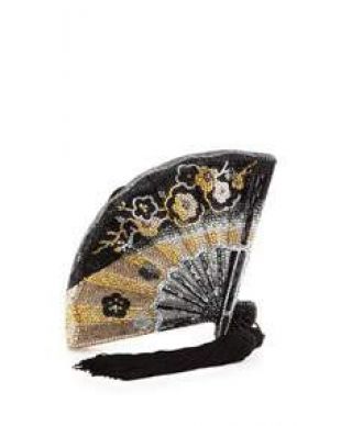 Judith Leiber Couture Fluttering Crystal Fan Minaudiere, Jet Multi