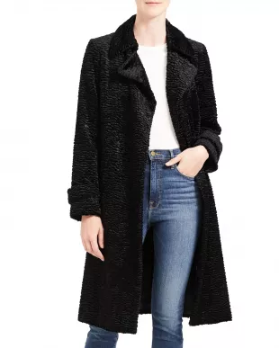 Oaklane Faux Astrakhan Belted Trench Coat