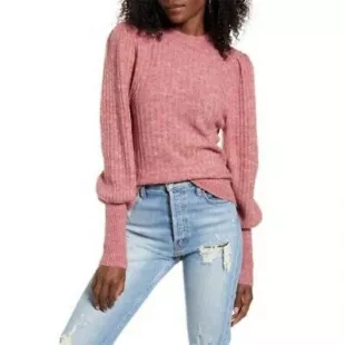 Juliet Sleeve Knit Sweater Red Chili