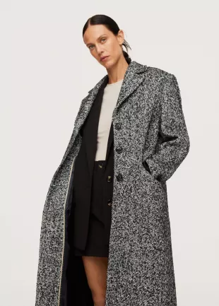 Flecked wool-blend coat - black