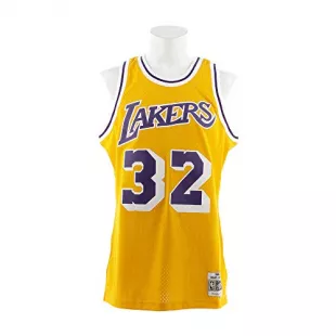 Magic Johnson Los Angeles Lakers Mitchell and Ness Men's Gold Throwback Jesey Large