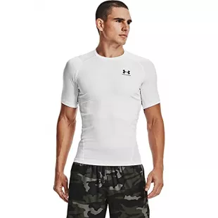 Under Armour Men's Armour Heatgear Compression Short-Sleeve T-shirt , White (100)/Black , Large