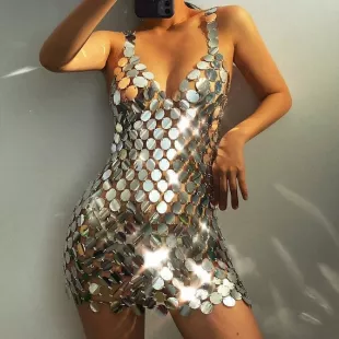 Shiny Mirror Circle dress