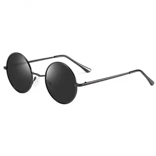 Vintage Round Sunglasses John Lennon Style Circle Hippie Polarized Sunglasses for Men Women Black