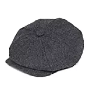 Men's 8 Piece Wool Blend Newsboy Flat Cap Herringbone Tweed Hat (Black, 7 5/8)