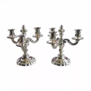 Paire de candelabre bronze argente