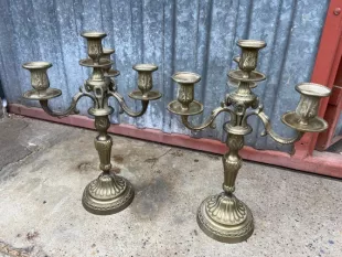 Paire de chandeliers bronze style Empire Louis XVI doré french