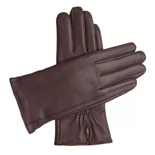Classic Leather Cashmere Lined Gloves for Women (Brown, M)