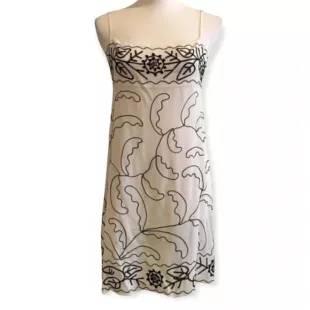 Black & Ivory Embroidered Long Cami Tunic