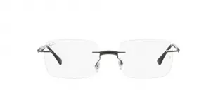 Ray-Ban RX8767 Titanium Rectangular Prescription Eyeglass Frames, Black On Gunmetal/Demo Lens, 53 mm