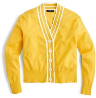 Tipped Cotton Blend V-Neck Cardigan
