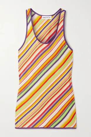 Striped Silk And Cotton-blend Tank