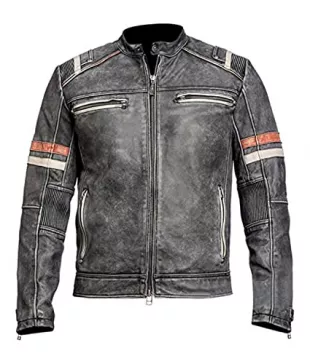 Men’s Vintage Café Racer Retro 2 Motorcycle Distressed Biker Leather Jacket (Medium, Men’s Vintage Cafe Racer Retro 2 Distressed Leather Jacket)