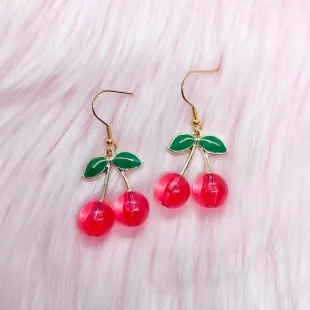 Boucles doreilles pendantes en cerise rouge bing avec