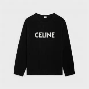 Celine - OVERSIZED CELINE SWEATER IN RIBBED WOOL - Black