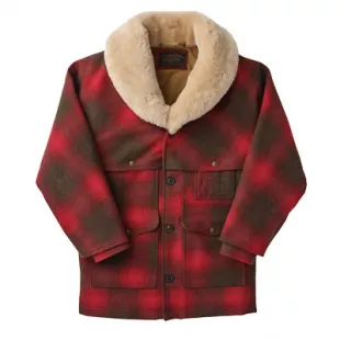 Lined Wool Packer Coat Red Green Dark Brown