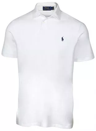 Polo Ralph Lauren Männer M Fit Interlock-Polo-Hemd-Flüssig (Medium, Weiß)
