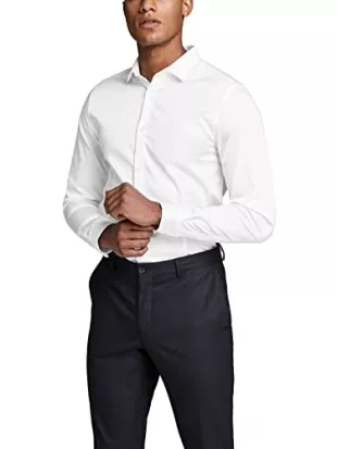 Herren Jjprparma Shirt L/S Noos Businesshemd ,White,M