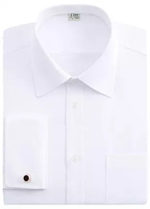 Herren Hemd Französische Manschette Hemden Normale Passform Business Hemden Lange Ärmel mit Manschettenknöpfe aus Metall Geschäft Weiß 45 Kragen / 94 Ärmel