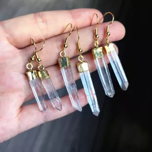 Boucles doreilles New Arrival Slender Rock Crystal Quartz