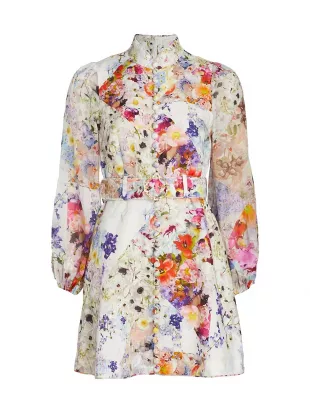 Prima Floral Belted Shirt Dress