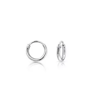 DTPsilver® Boucles d'oreilles Femme Mini/Petites/Moyennes/Grandes Créoles en Argent Fin 925 - Épaisseur 1.2 mm - Diamètre 8 mm